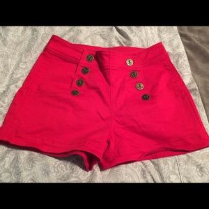 Brand New Cherry Red Button Shorts